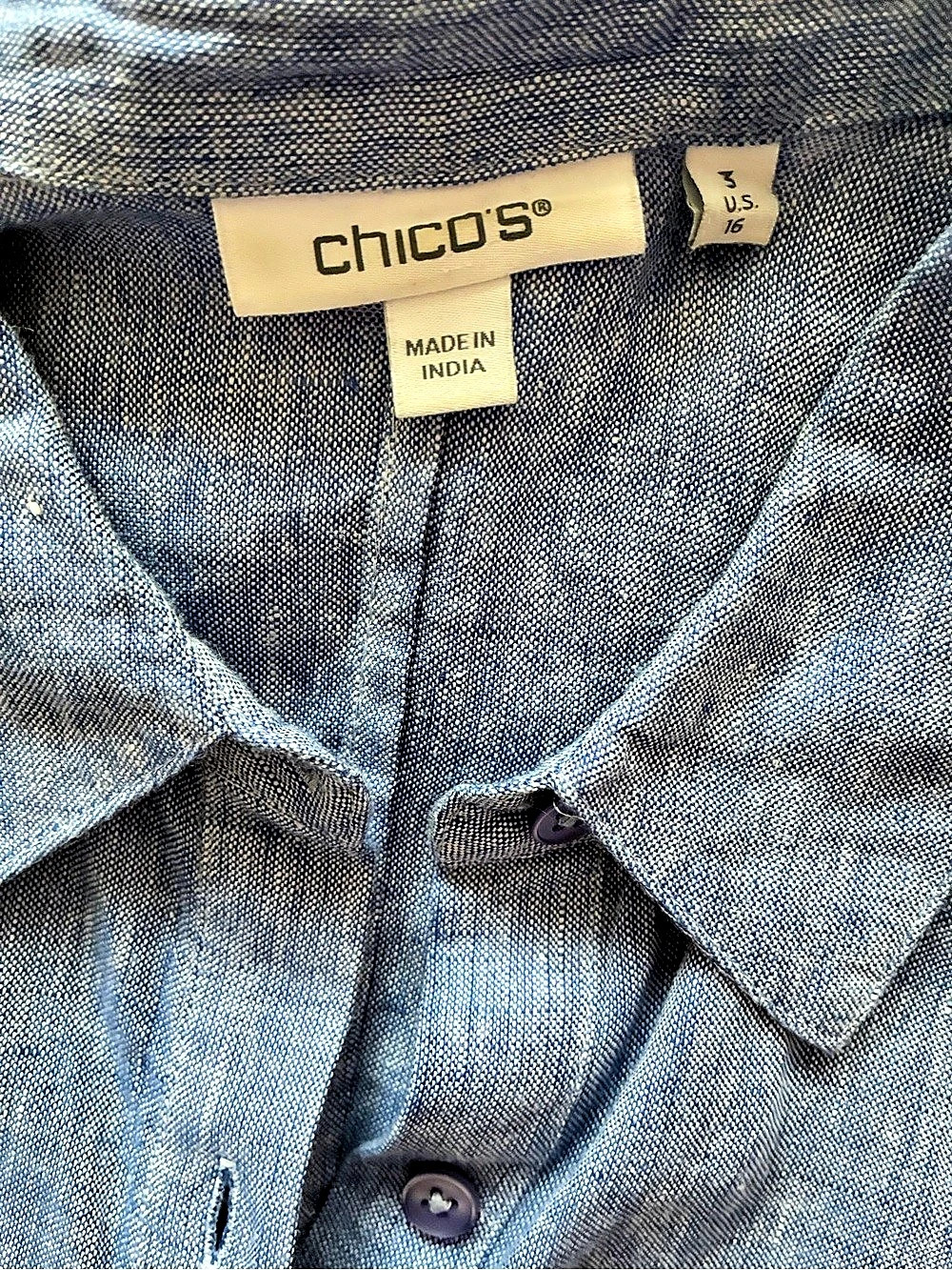 Chico's Linen Maxi Shirtdress Women's Blue Small - Picture 3 of 6